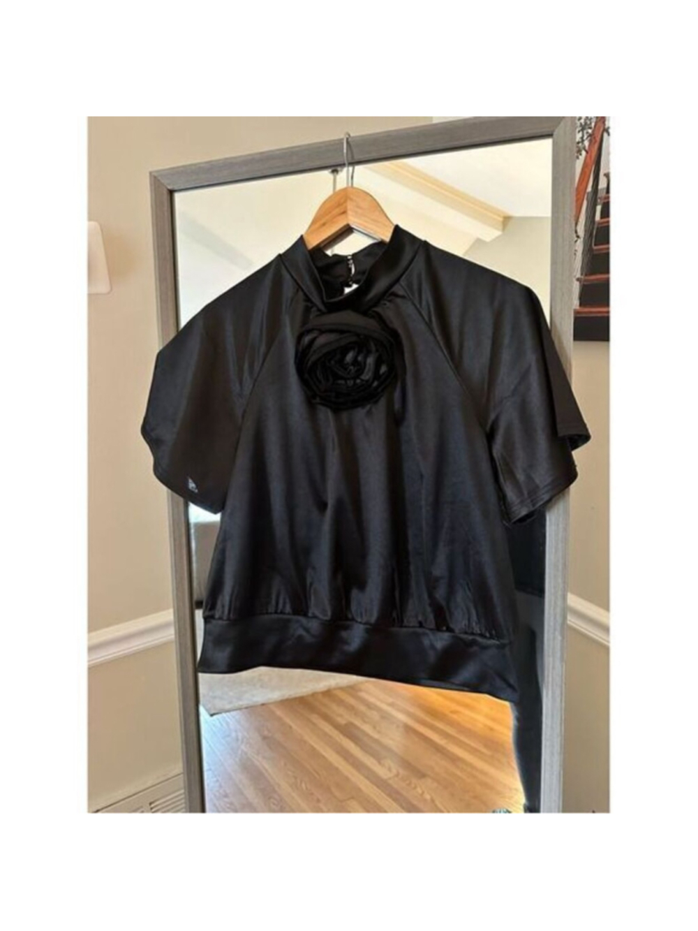 Ember Flower Black Sateen Shirt Large